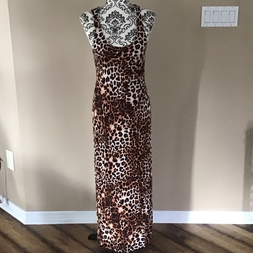 Leopard Print Maxi Dress - Brown Animal Print